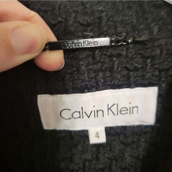 Calvin Klein Black Wool Blend Womens Pea Coat, Size 4 - Picture 4 of 8